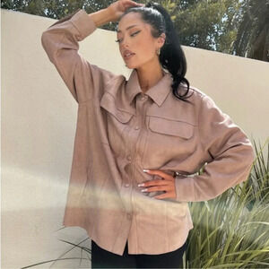 Jules Kae Hannah Beige Oversized Shacket Jacket Size XS